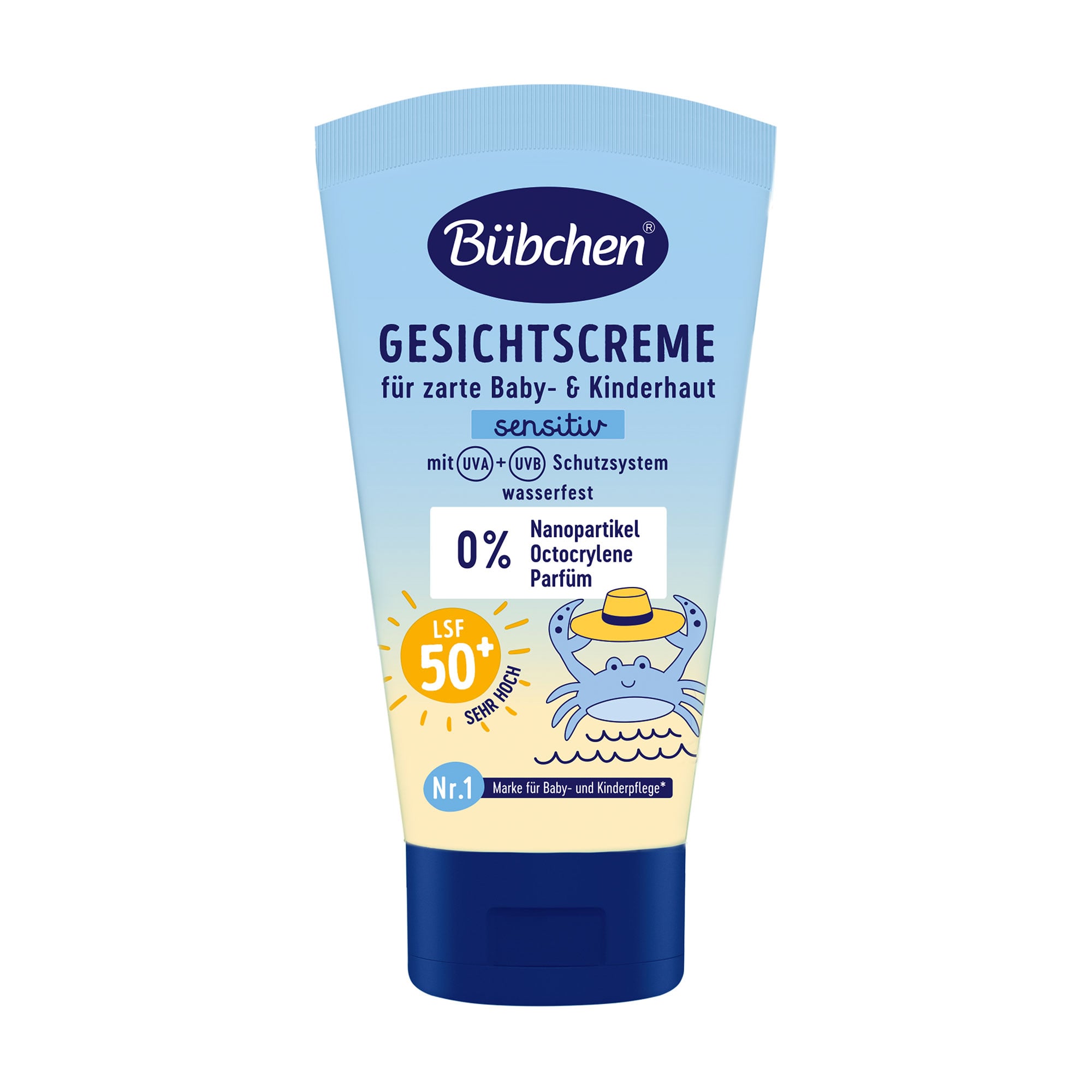 Дитячий сонцезахисний крем для обличчя Bubchen Sensitive Gesichtscreme для чутливої шкіри, водостійкий, SPF 50+, 50 мл